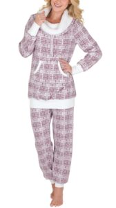 pajamagram soft fleece pajamas women - pajamas for women, pink, l, 12-14