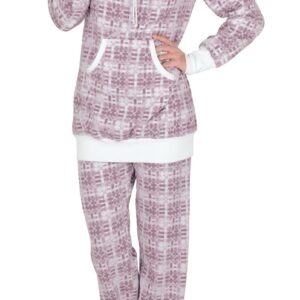 PajamaGram Soft Fleece Pajamas Women - Pajamas for Women, Pink, L, 12-14