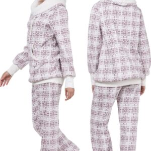 PajamaGram Soft Fleece Pajamas Women - Pajamas for Women, Pink, L, 12-14