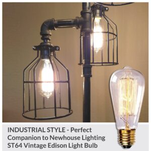 Newhouse Lighting WLG1B-4 Cage for Pendant, Lamp Holder, Ceiling Fan Light Bulb Covers Vintage Open Style Industrial Grade Adjustable, 4 Count (Pack of 1), Black