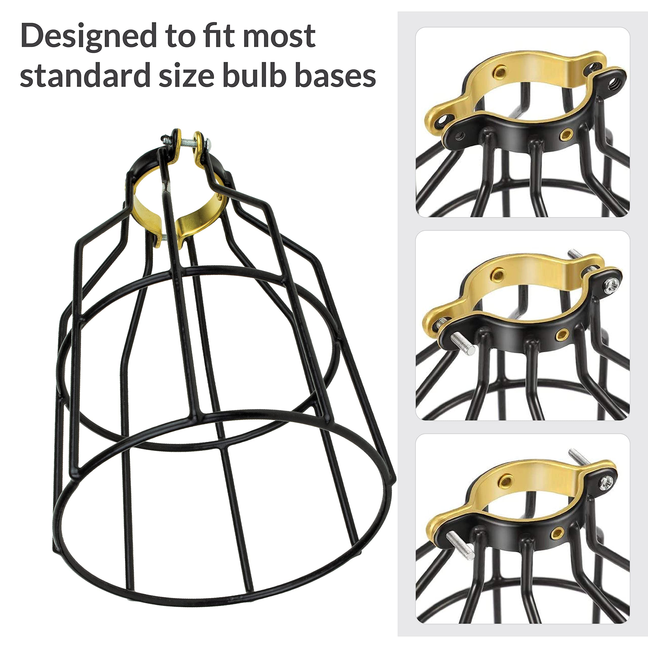 Newhouse Lighting WLG1B-4 Cage for Pendant, Lamp Holder, Ceiling Fan Light Bulb Covers Vintage Open Style Industrial Grade Adjustable, 4 Count (Pack of 1), Black