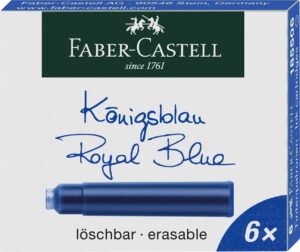 faber castell 185506 standard ink cartridge - blue (pack of 6)