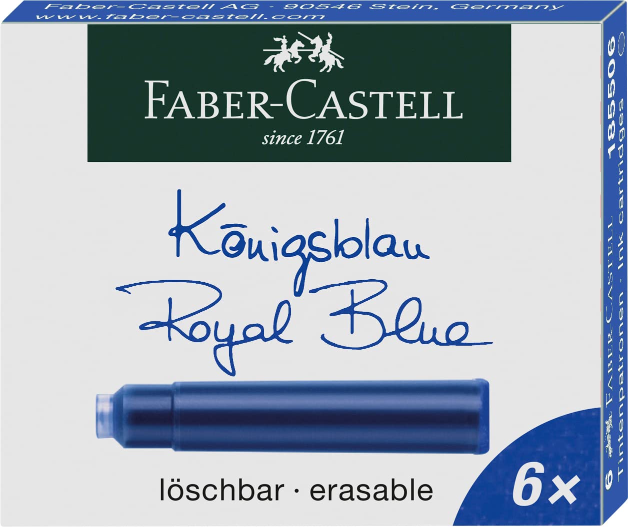 Faber Castell 185506 Standard Ink Cartridge - Blue (Pack of 6)