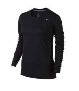 nike women's long sleeve legend shirt, black, medium