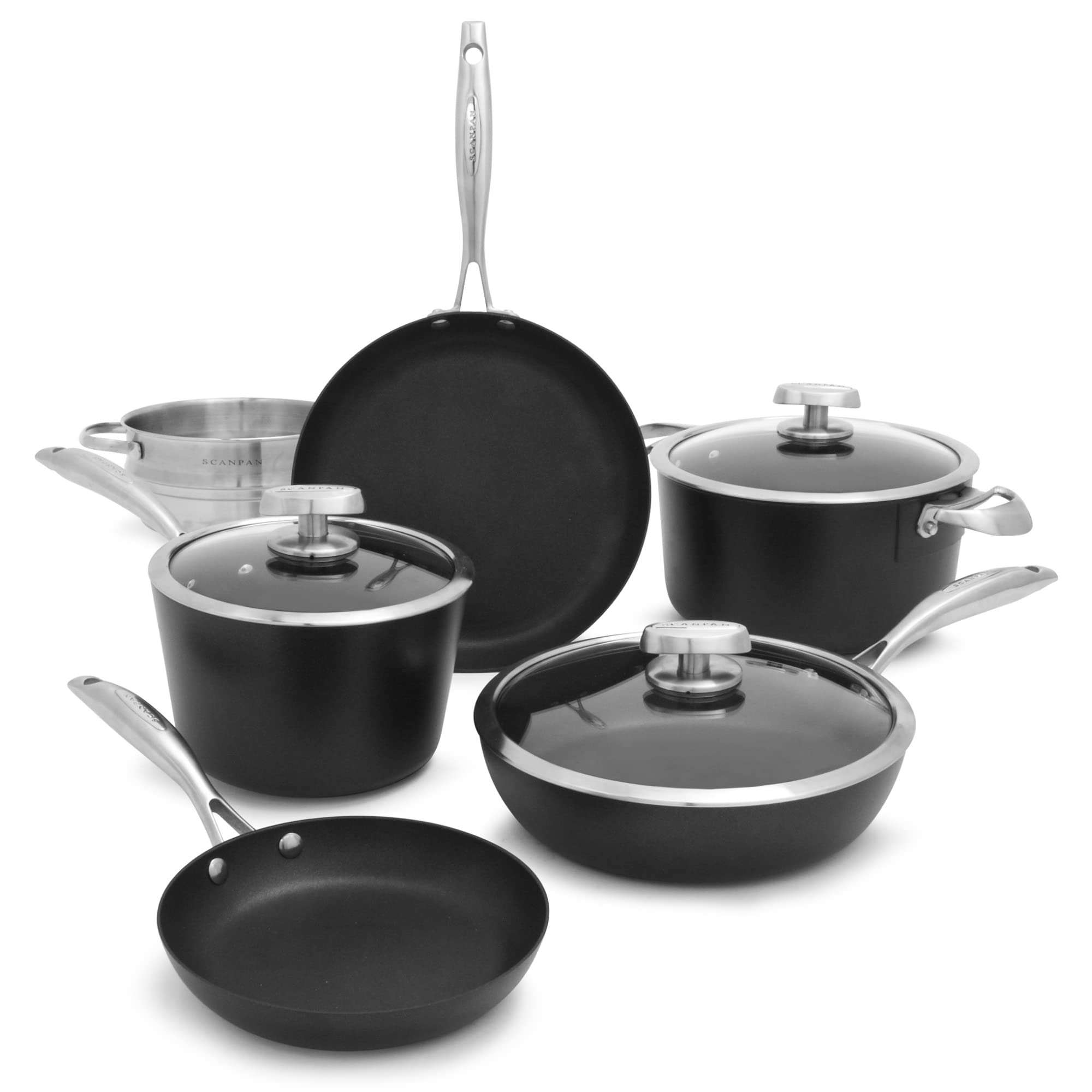 SCANPAN Pro IQ 9-Piece Cookware Set - Easy-to-Use Nonstick - Dishwasher, Metal Utensil & Oven Safe - Made by Hand in Denmark