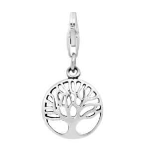 AeraVida Mini 'Tree of Life' Lobster Clasp .925 Sterling Silver Pendant | DIY Tree of Life Pendant for Fashion Accessory | Round Pendant for Women