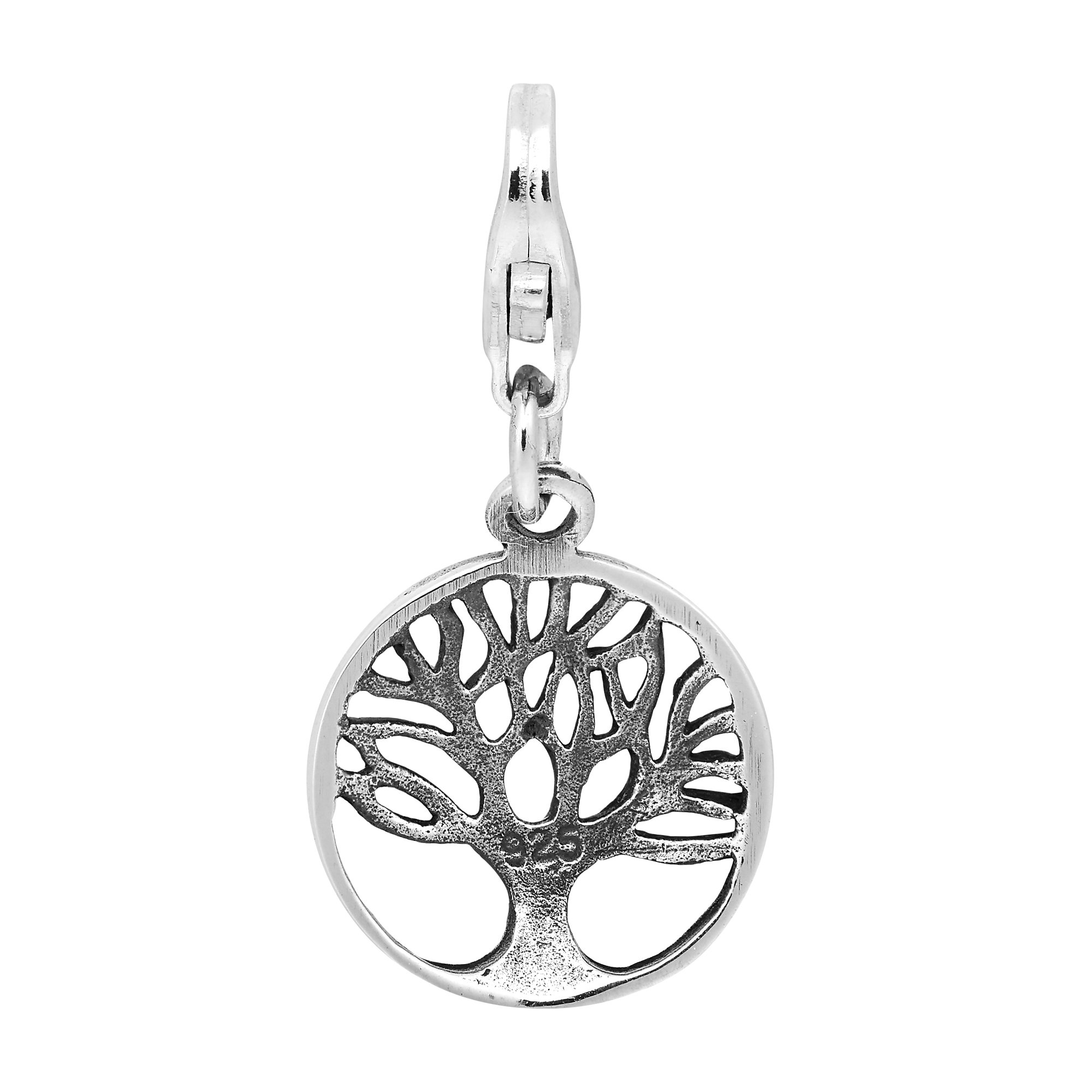 AeraVida Mini 'Tree of Life' Lobster Clasp .925 Sterling Silver Pendant | DIY Tree of Life Pendant for Fashion Accessory | Round Pendant for Women