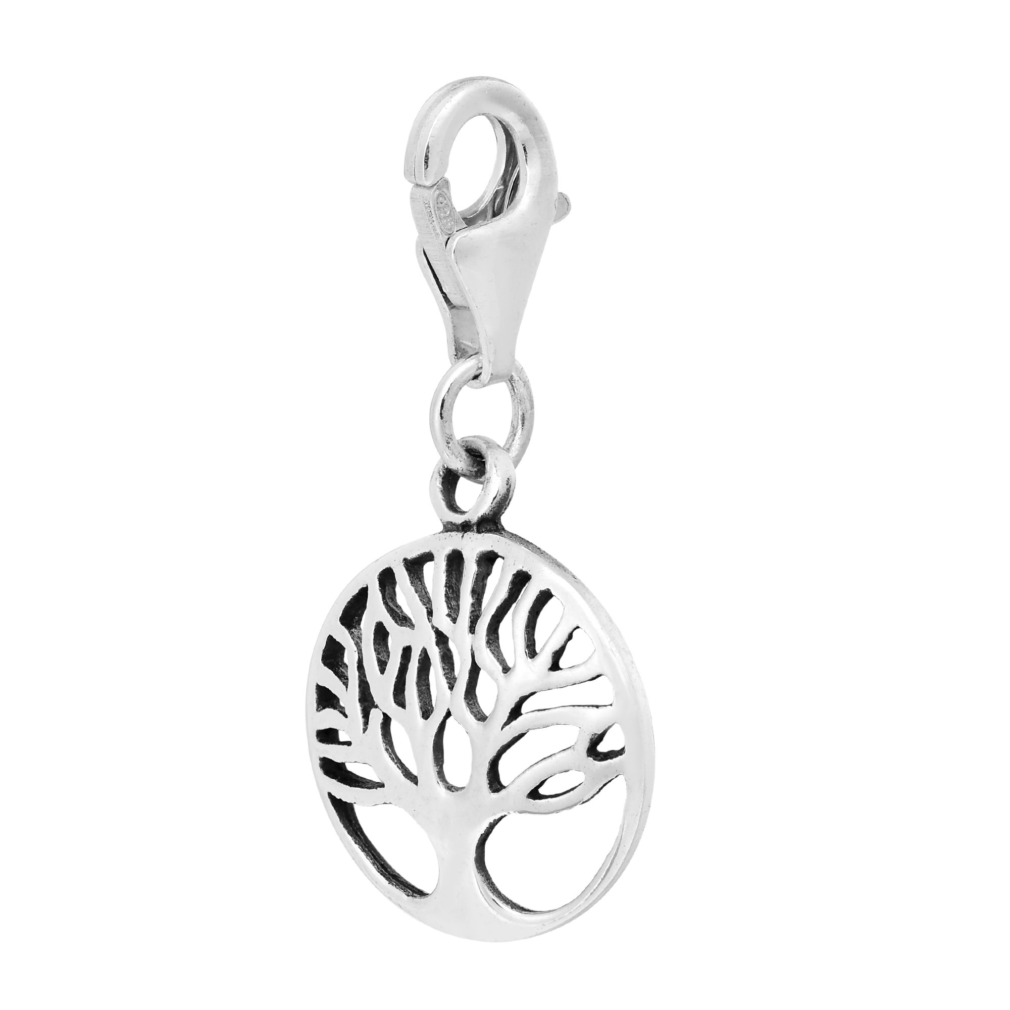 AeraVida Mini 'Tree of Life' Lobster Clasp .925 Sterling Silver Pendant | DIY Tree of Life Pendant for Fashion Accessory | Round Pendant for Women