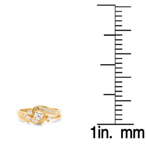 Dazzlingrock Collection 0.50 Carat (Cttw) 10K Diamond Women Swirl Engagement Ring Set 1/2 CT, Yellow Gold, Size 6