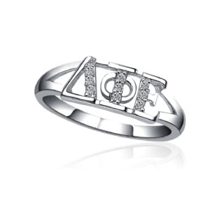 greek star delta phi epsilon horizontal silver ring