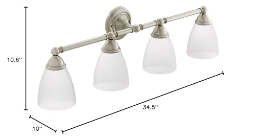 Moen YB2264BN Brantford 4-Light Dual-Mount Bathroom Vanity Fixture with Frosted Glass, Brushed Nickel