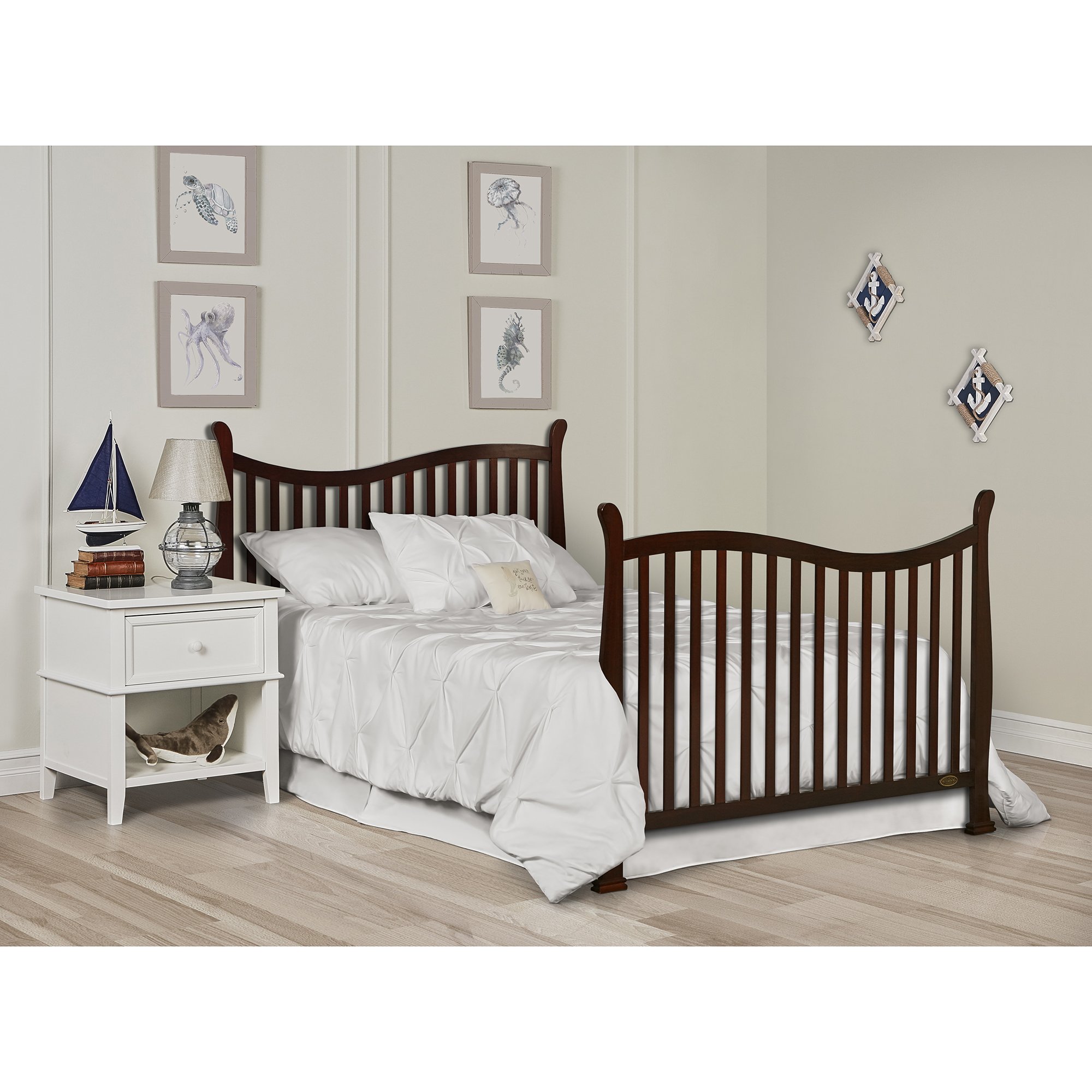 Dream On Me Violet 7-In-1 Convertible Life Style Crib In Espresso, Greenguard Gold Certified, 4 Mattress Height Settings, Made Of Sustainable New Zealand Pinewood