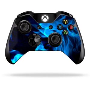 mightyskins skin compatible with microsoft xbox one or one s controller - blue flames | protective, durable, and unique vinyl wrap cover | easy to apply, remove, and change styles | made in the usa