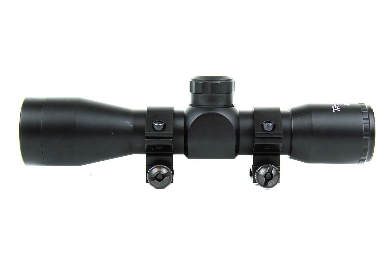 TacFire Compact Fixed Power Rifle Scope Rangefinder Reticle with Set of 1 Rings, 4 x 32, Black