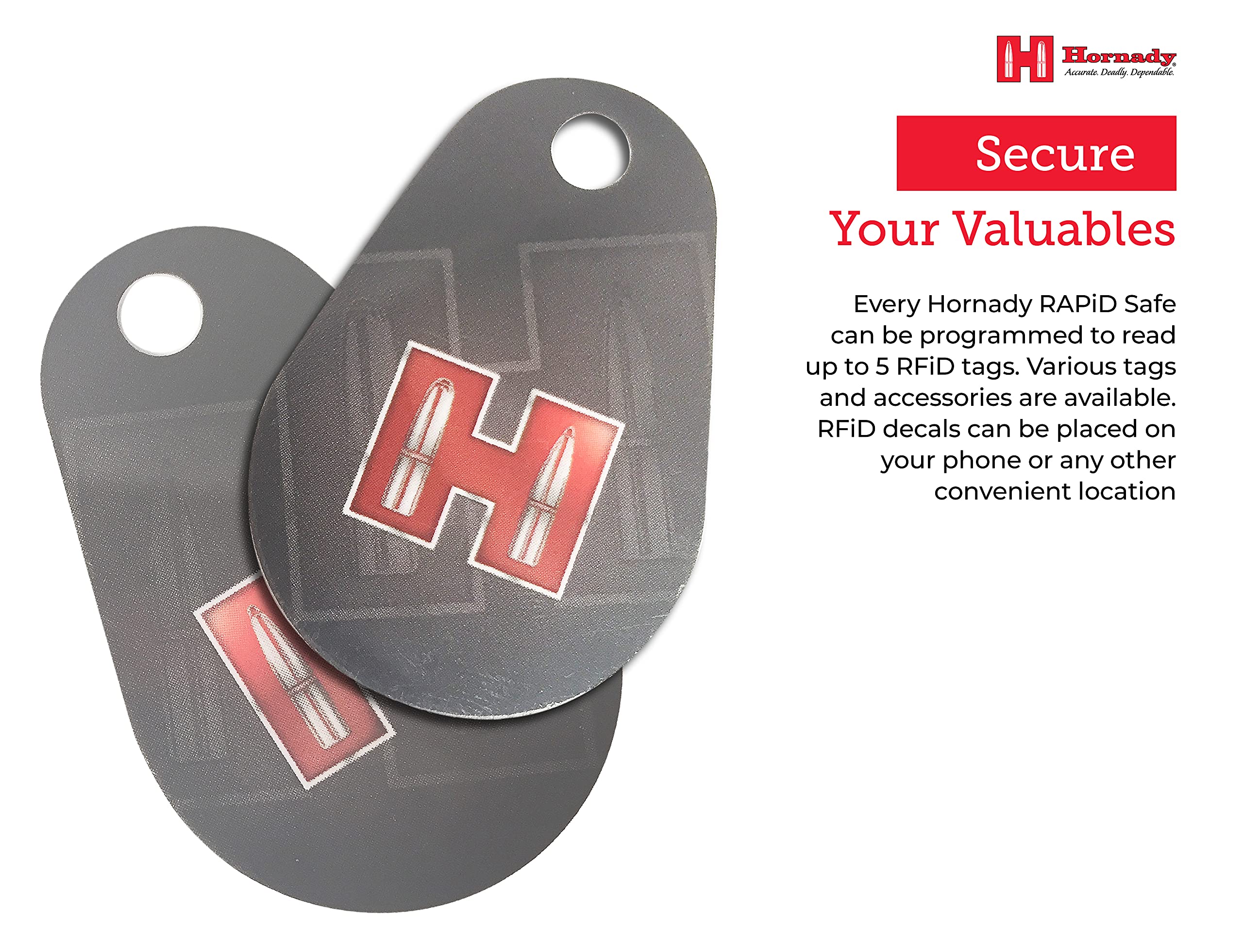 Hornady RAPiD Safe RFID Key Fob, 98161, 2 Pack - Provides Fast, Touch Free Entry to Hornady Rapid Safes in Emergencies - Durable Key Fob Keychain with Hornady Logo and RFID Chip for Instant Access