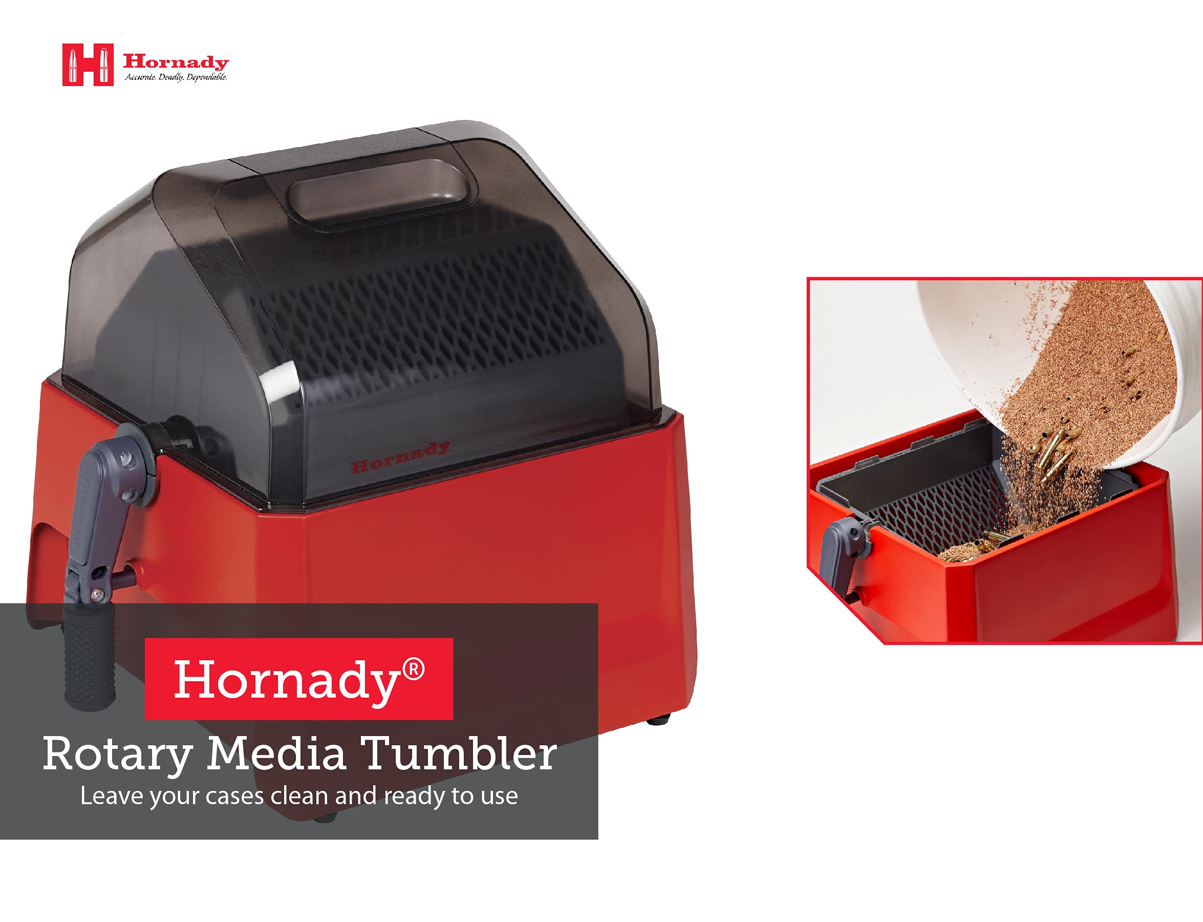 Hornady Rotary Media Sifter 050207 - Easily Separate Corn Corb or Steel Pin Tumbling Media from Cartridge Cases - Media Separator with Rotating Handle, Clear Lid, Sifter Drum Halves, & Locking Pin