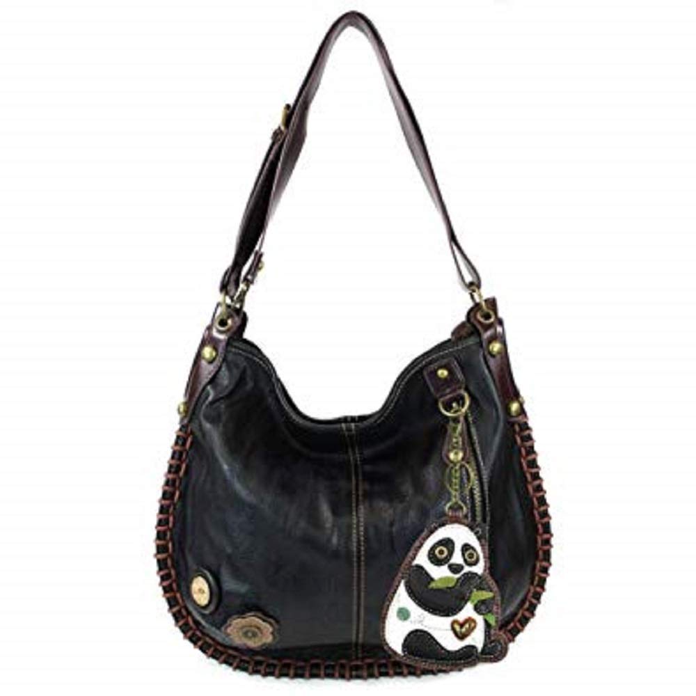 Chala Handbag Charming Hobo DADA PANDA Black Vegan Leather Soft nice gift