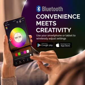 FluxSmart Bluetooth Light Bulb, Smart LED Bulb, Dimmable Smart Bulb, Smartphone-Controlled Hue Bulb with 16 Million Color Options, Compatible with iOS and Android Devices, 7W, A19, E26 Base