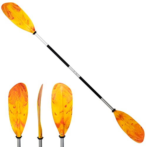 Five Oceans Kayak Paddles, 84" - 7ft Kayak Fishing Paddle, Detachable Heavy-Duty Aluminum Shaft, Reinforced Fiberglass Blades, 2-Piece Snap-Button, Lightweight Paddle Design for all Kayaks - FO2880