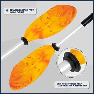 Five Oceans Kayak Paddles, 84" - 7ft Kayak Fishing Paddle, Detachable Heavy-Duty Aluminum Shaft, Reinforced Fiberglass Blades, 2-Piece Snap-Button, Lightweight Paddle Design for all Kayaks - FO2880