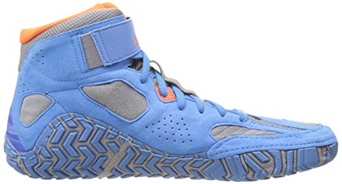 ASICS Men's Aggressor 2 Wrestling Shoe,Dusty Blue/Silver/Red Orange,12 M US