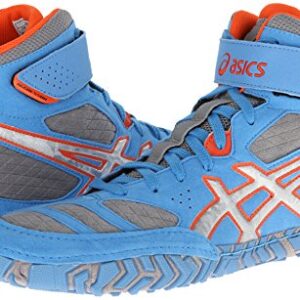 ASICS Men's Aggressor 2 Wrestling Shoe,Dusty Blue/Silver/Red Orange,12 M US