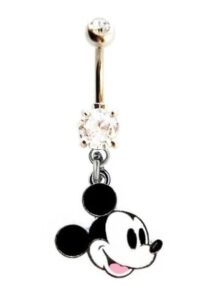 mickey mouse clear navel belly button ring body jewelry piercing 14 gauge