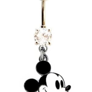 MICKEY MOUSE Clear Navel Belly Button Ring Body Jewelry Piercing 14 Gauge