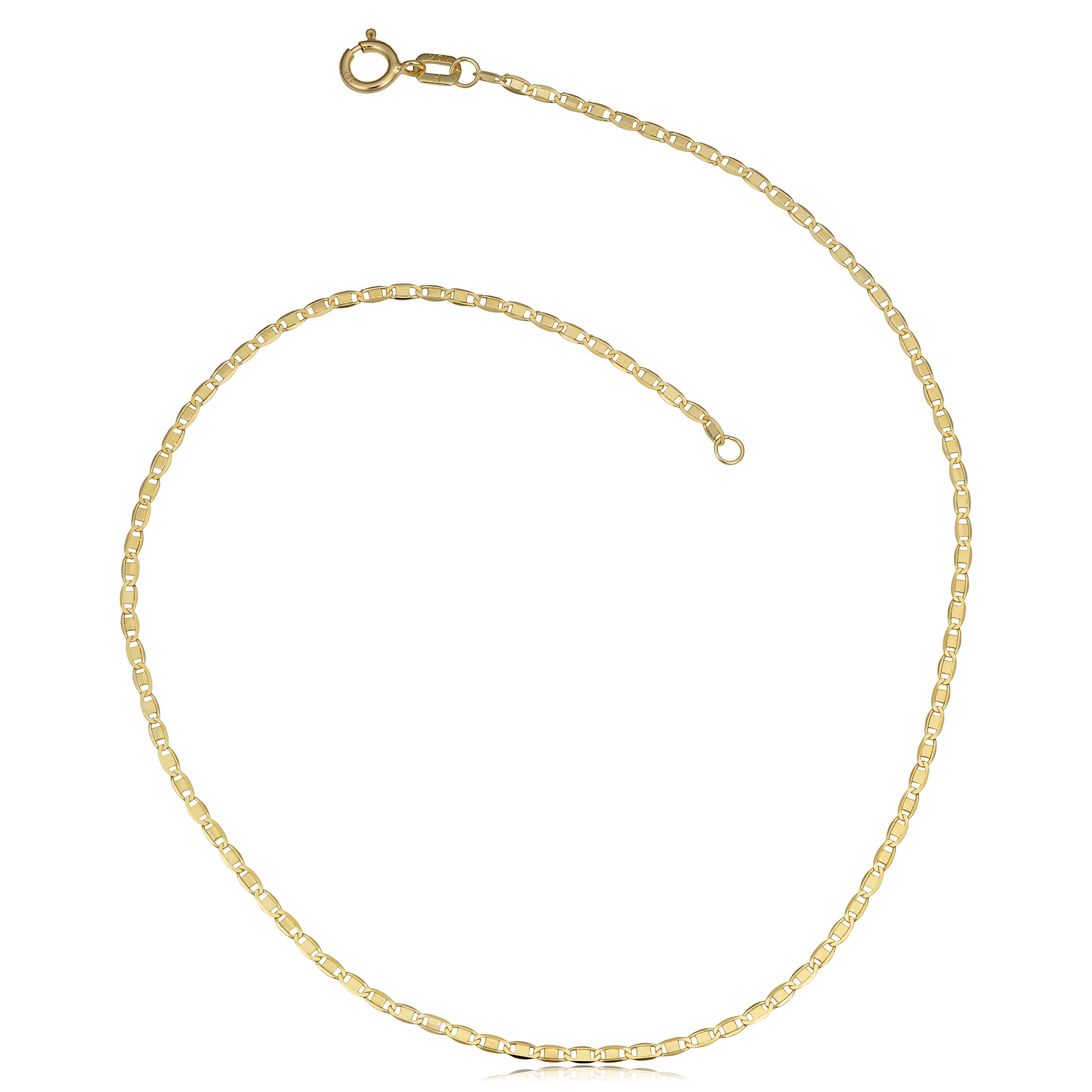 10k Yellow Gold Flat Oval Link Bracelet (1.4 mm, 7.5 inch)