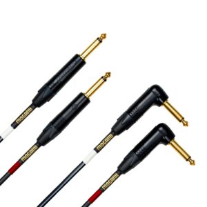 mogami gold key s-15r unbalanced stereo keyboard instrument cable, 1/4" ts male plugs, gold contacts, dual right angle to dual straight connectors, 15 foot