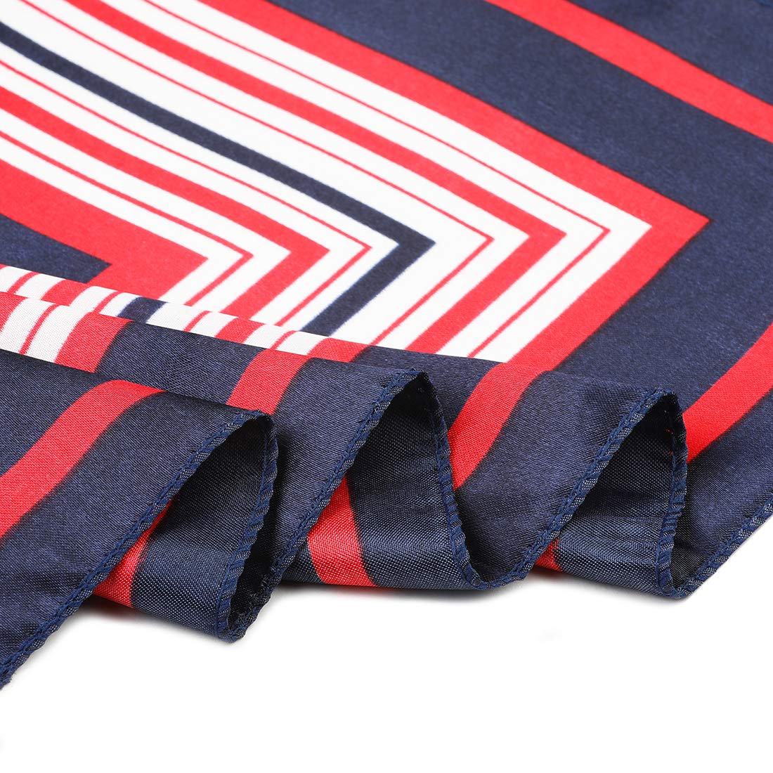 Allegra K Lady Dark Blue Red White Stripe Print Kerchief Square Neck Scarf Wrap 50 x 50cm/ 19.68 x 19.68inches(L*W) Dark Blue Red White