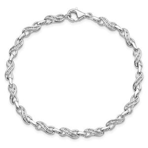 icecarats 925 sterling silver diamond infinity twisted love knot symbol chain tennis charm bracelet