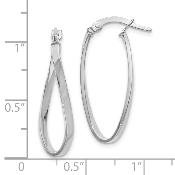 14K White Gold Oval Hoop Earrings