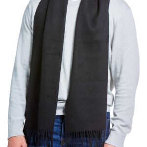 Fishers Finery Men's 100% Pure Cashmere Scarf, Warm and Comfortable (Black)