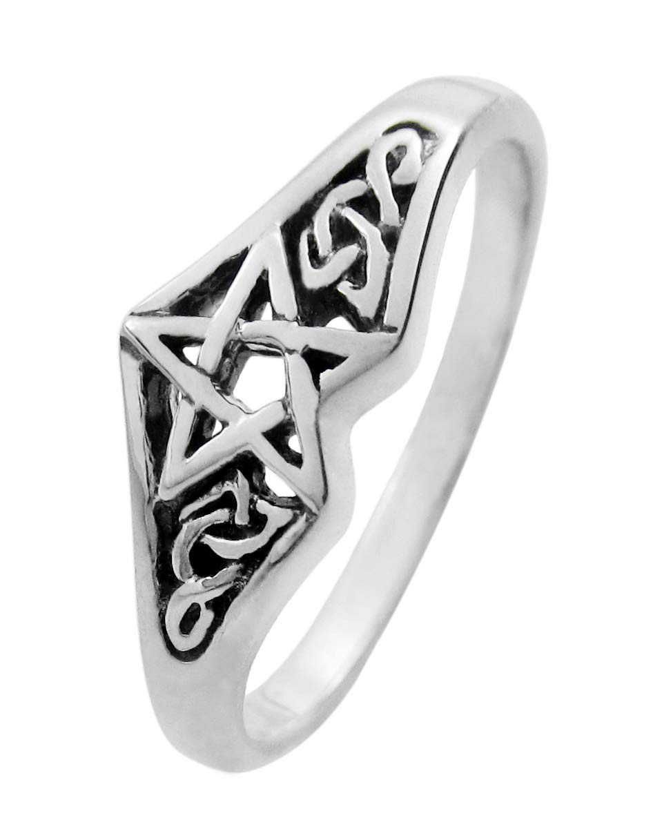 Moonlight Mysteries Sterling Silver Celtic Knot Pentagram Star Ring Size 15