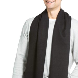 Fishers Finery Men's 100% Pure Cashmere Scarf, Warm and Comfortable (Black)