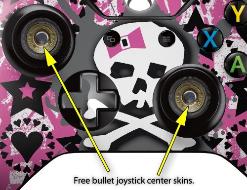 WraptorSkinz Decal Style Vinyl Skin Wrap compatible with XBOX One Original Wireless Controller Pink Bow Skull