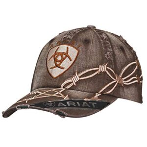 ariat men's distresed barbed wire hat, brown, one size