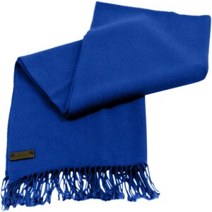 CJ Apparel Royal Blue 100% Cashmere Shawl Pashmina Scarf Wrap Stole Head Wrap Face Cover Hand Made in Nepal NEW