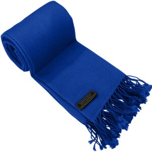 CJ Apparel Royal Blue 100% Cashmere Shawl Pashmina Scarf Wrap Stole Head Wrap Face Cover Hand Made in Nepal NEW