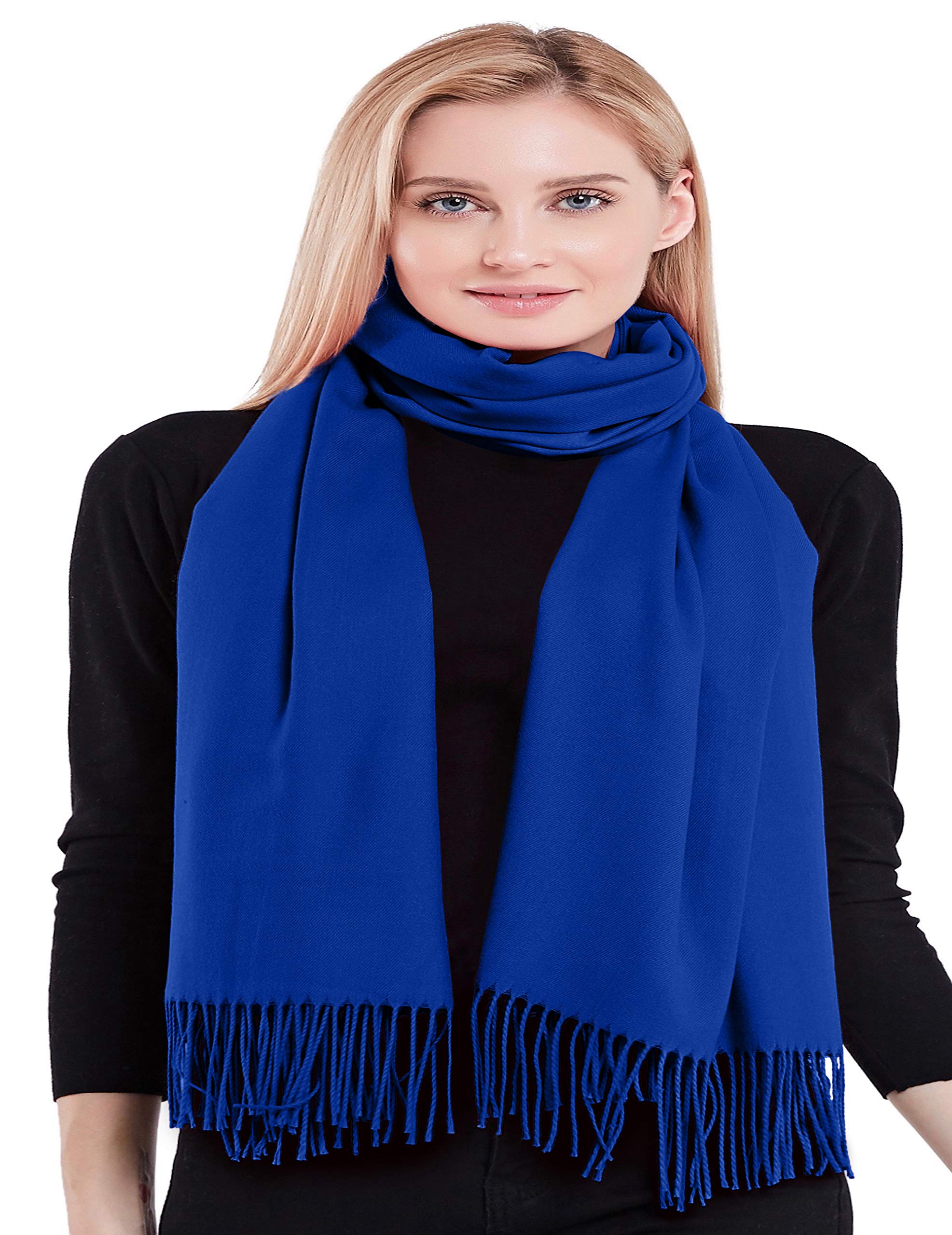 CJ Apparel Royal Blue 100% Cashmere Shawl Pashmina Scarf Wrap Stole Head Wrap Face Cover Hand Made in Nepal NEW