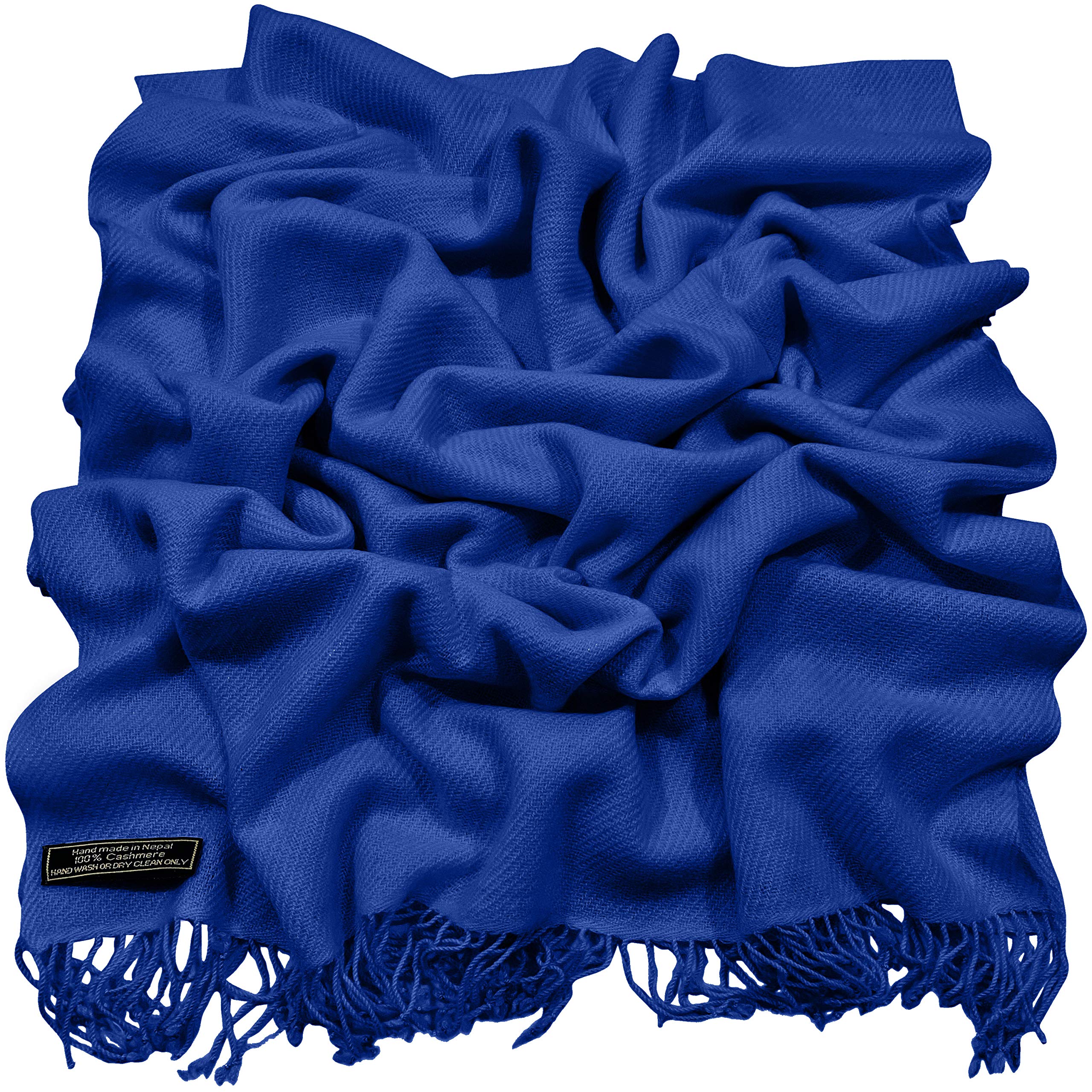 CJ Apparel Royal Blue 100% Cashmere Shawl Pashmina Scarf Wrap Stole Head Wrap Face Cover Hand Made in Nepal NEW