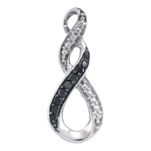 Dazzlingrock Collection 10kt White Gold Womens Round Black Color Enhanced Diamond Vertical Infinity Pendant 1/12 ctw