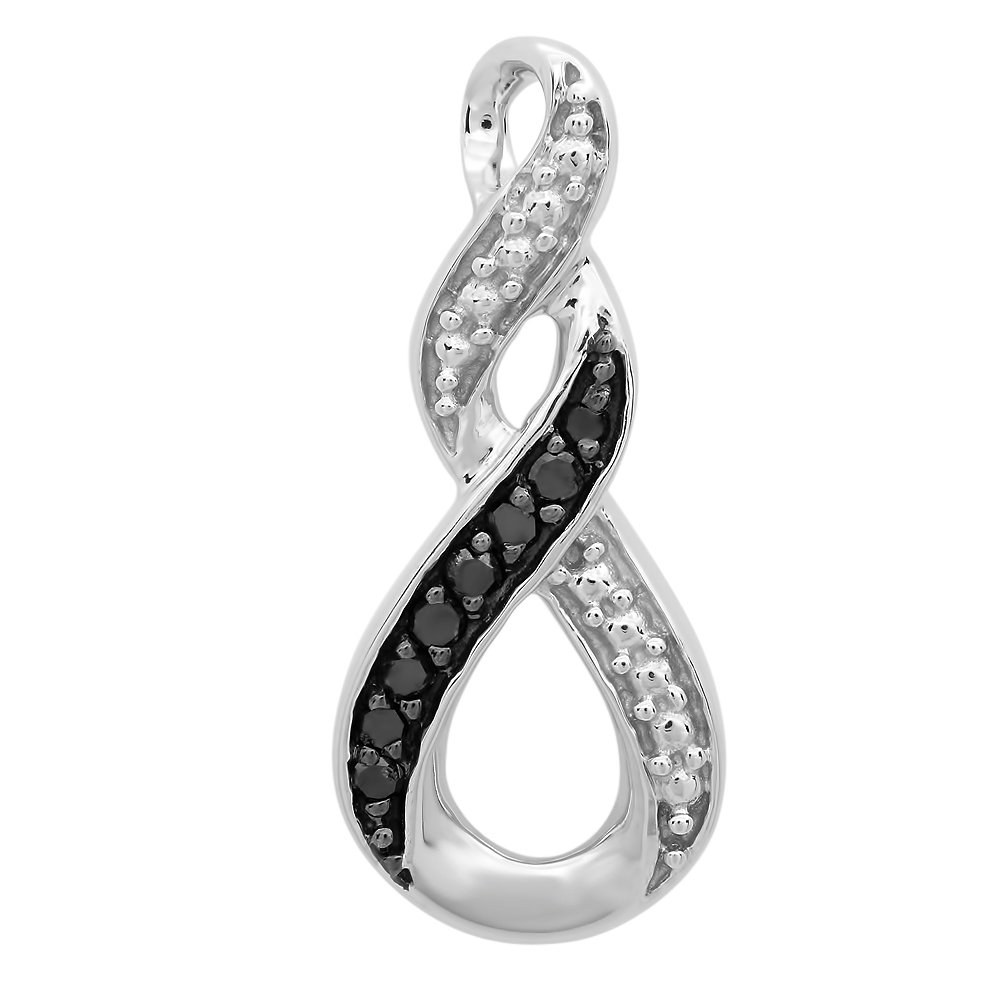 Dazzlingrock Collection 10kt White Gold Womens Round Black Color Enhanced Diamond Vertical Infinity Pendant 1/12 ctw