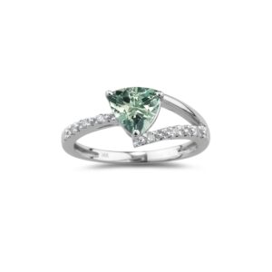 vogati 0.06 cts diamond &1.06 cts green amethyst ring in 14k white gold-7.5