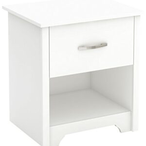 South Shore Furniture South Shore Fusion Nightstand, Pure White with Grooved Metal Handles