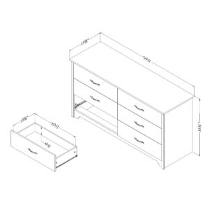 South Shore Fusion 6-Drawer Double Dresser Pure White, Contemporary