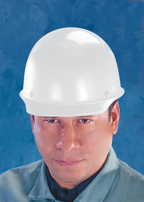 MSA 454618 Skullgard Cap Style Safety Hard Hat with Staz-on Pinlock Suspension | Non-slotted Cap, Made of Phenolic Resin, Radiant Heat Loads up to 350F - Standard Size in White