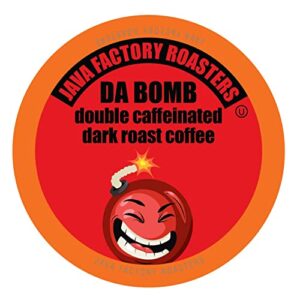 Java Factory High Caffeine Coffee Pods, Da Bomb Dark Roast, 40 Count - Compatible with K Cup Brewers 2.0, Extra Caffeine for a Strong Start to Your Day