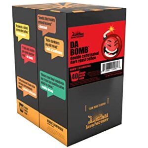 Java Factory High Caffeine Coffee Pods, Da Bomb Dark Roast, 40 Count - Compatible with K Cup Brewers 2.0, Extra Caffeine for a Strong Start to Your Day